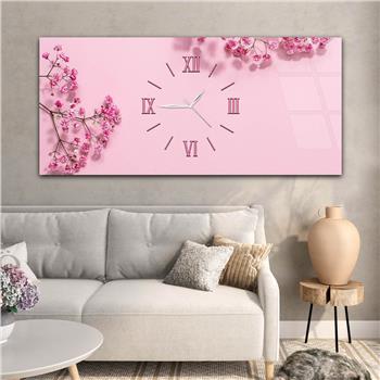 Yatay Ortadan Saatli  Sanat ve Doğa Temalı Cam Tablo 089