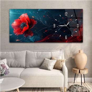 Yatay Saatli Yandan Sanat Temalı Cam Tablo 260