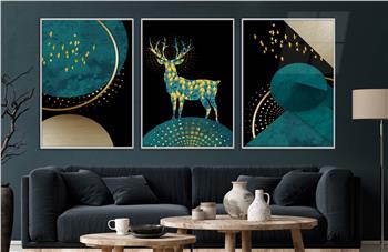 Alüminyum Çerçeveli Sanat Temalı 3lü Set CAM Tablo 0036