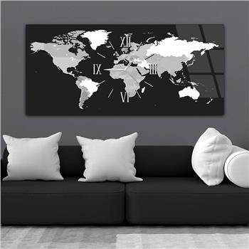 Yatay Ortadan Saatli  Sanat ve Doğa Temalı Cam Tablo 095