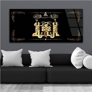 Tableau en verre à thème religieux avec horloge centrale horizontale  057