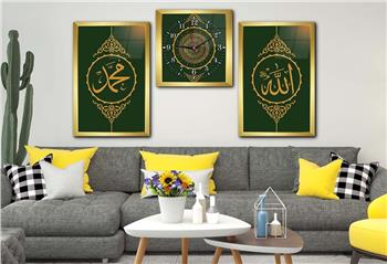 Religion Thematisches 2-teiliges bedrucktes Glas und Uhrenset