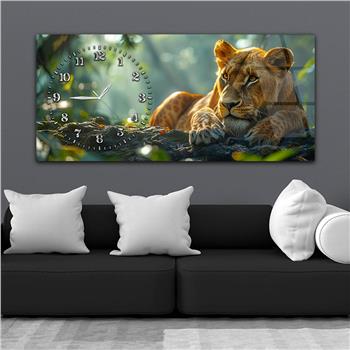 Yatay Saatli Yandan Sanat Temalı Cam Tablo 364