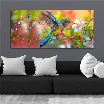 Yatay Saatli Yandan Sanat Temalı Cam Tablo 371