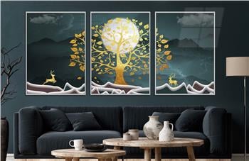 Alüminyum Çerçeveli Sanat Temalı 3lü Set CAM Tablo 0029