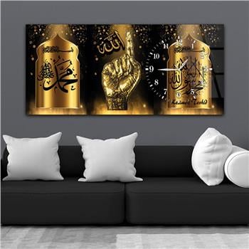 لوحة زجاجية أفقية ذات طابع ديني مع ساعة جانبية 041