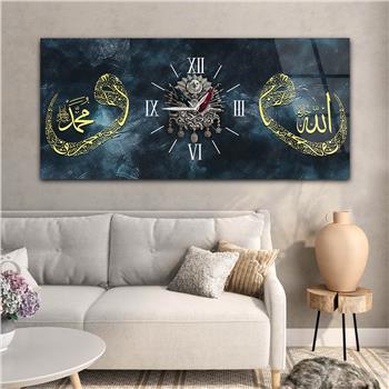 Tableau en verre à thème religieux avec horloge centrale horizontale  102