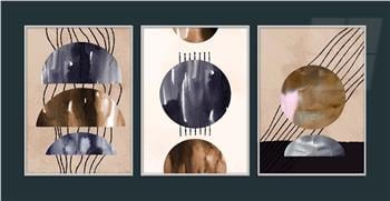 Alüminyum Çerçeveli Sanat Temalı 3lü Set MDF Tablo 0012