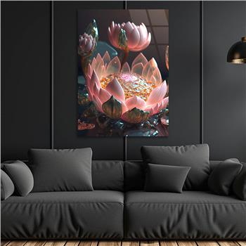 Dikey Sanat Temalı Cam Tablo 450