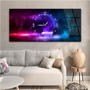 Yatay Saatli Ortadan Sanat Temalı Cam Tablo113