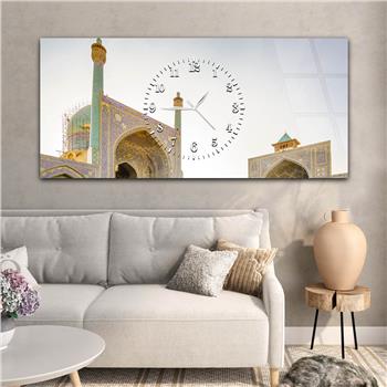 Tableau en verre à thème religieux avec horloge centrale horizontale  035