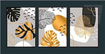 Alüminyum Çerçeveli Sanat Temalı 3lü Set MDF Tablo 0011