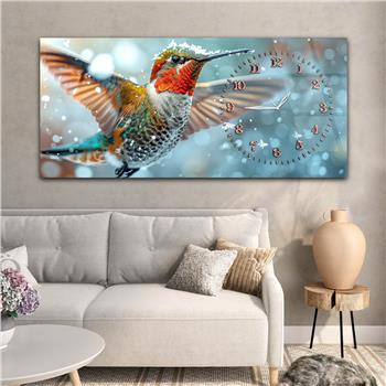 Yatay Saatli Yandan Sanat Temalı Cam Tablo 368