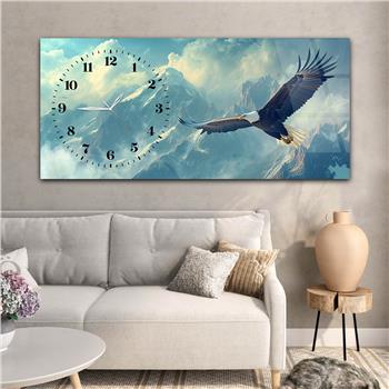 Yatay Saatli Yandan Sanat Temalı Cam Tablo 382