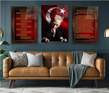  3lü Set VatanTemalı Cam Tablo 19