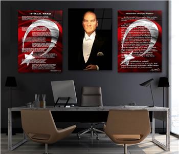  3lü Set VatanTemalı Cam Tablo 26