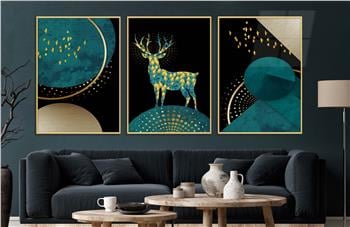 Alüminyum Çerçeveli Sanat Temalı 3lü Set CAM Tablo 0036