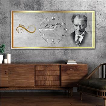 Tableau en verre sur le thème de la nation avec horloge centrale horizontale  028