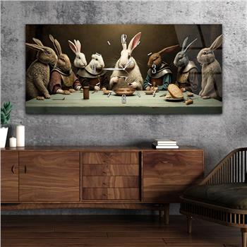 Yatay Saatli Ortadan Sanat Temalı Cam Tablo131