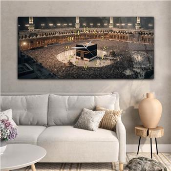 Tableau en verre à thème religieux avec horloge centrale horizontale  088