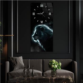 Dikey Üstten Saatli Sanat Temalı Cam Tablo 098