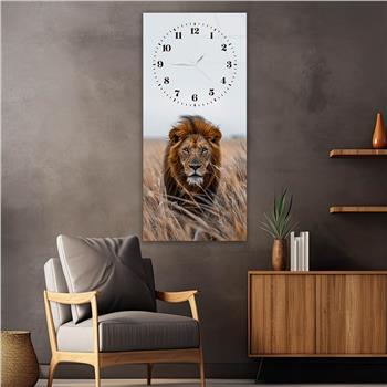 Dikey Üstten Saatli Sanat Temalı Cam Tablo 096