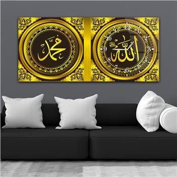 لوحة زجاجية أفقية ذات طابع ديني مع ساعة جانبية 040