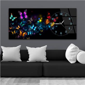 Yatay Saatli Yandan Sanat Temalı Cam Tablo 254