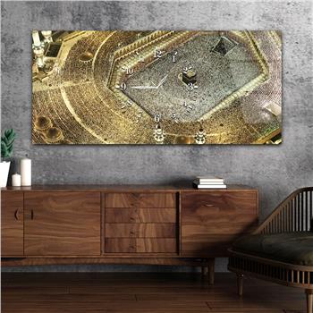 Tableau en verre à thème religieux avec horloge centrale horizontale  051