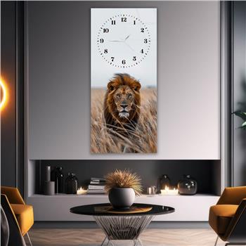 Dikey Üstten Saatli Sanat Temalı Cam Tablo 096