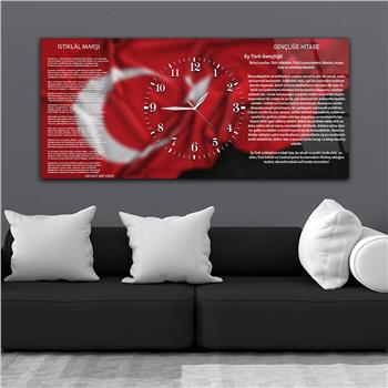 Horizontal bedrucktes Glas mit Nationenthema und einer Uhr in der Mitte 003