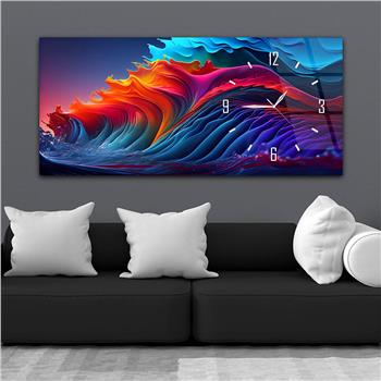 Yatay Saatli Yandan Sanat Temalı Cam Tablo 278