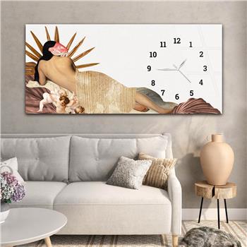 Horizontal bedrucktes Glas mit Kunst und Naturthema und einer Uhr an der Seite 163