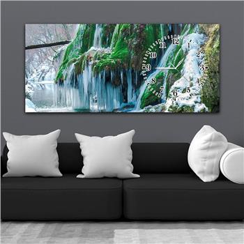 Horizontal bedrucktes Glas mit Kunst und Naturthema und einer Uhr an der Seite 095