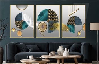Alüminyum Çerçeveli Sanat Temalı 3lü Set CAM Tablo 0045