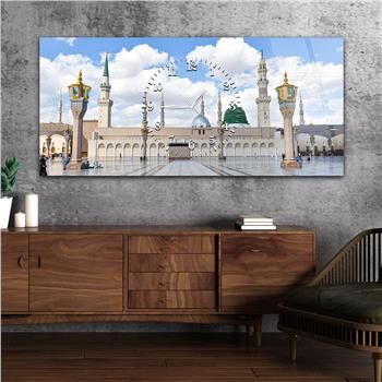 Tableau en verre à thème religieux avec horloge centrale horizontale  039