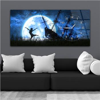 Yatay Saatli Yandan Sanat Temalı Cam Tablo 274