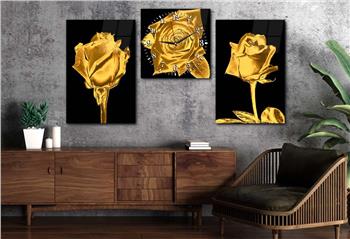 SANAT TEMALI CAM TABLO SAAT SETİ 