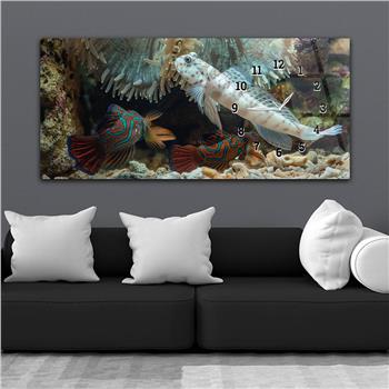 Yatay Saatli Yandan Sanat ve Doğa Temalı Cam Tablo 203