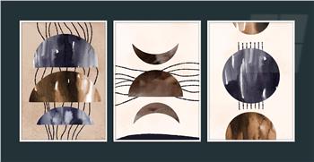 Alüminyum Çerçeveli Sanat Temalı 3lü Set MDF Tablo 0013