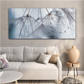 Horizontal bedrucktes Glas mit Kunst und Naturthema und einer Uhr an der Seite 117