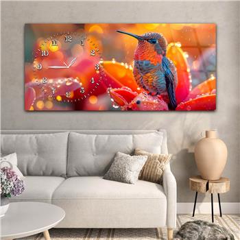 Yatay Saatli Yandan Sanat Temalı Cam Tablo 369