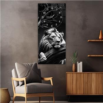 Dikey Üstten Saatli Sanat Temalı Cam Tablo 093