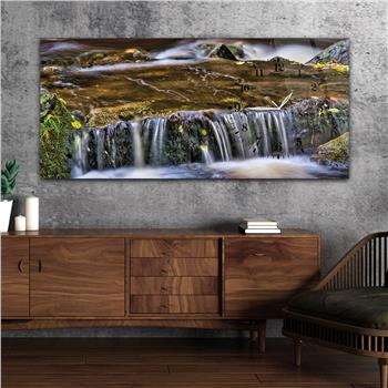 Horizontal bedrucktes Glas mit Kunst und Naturthema und einer Uhr an der Seite 052