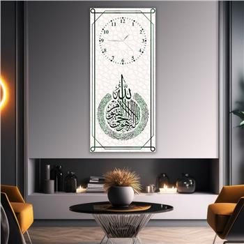 لوحة زجاجية أفقية ذات طابع ديني مع ساعة العمودية 047