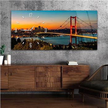Yatay Saatli Yandan Sanat Temalı Cam Tablo 247