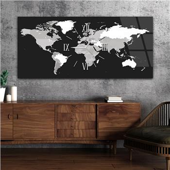 Yatay Ortadan Saatli  Sanat ve Doğa Temalı Cam Tablo 095