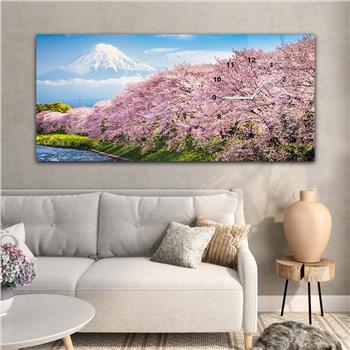 Yatay Saatli Yandan Sanat ve Doğa Temalı Cam Tablo 017