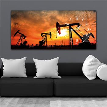 Horizontal bedrucktes Glas mit Kunst und Naturthema und einer Uhr an der Seite 049