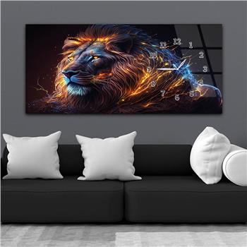 Horizontal bedrucktes Glas mit Kunst und Naturthema und einer Uhr an der Seite 180